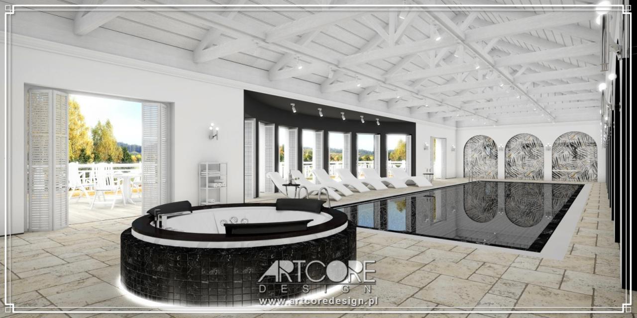 luksusowy projekt wnętrza basenu z jacuzzi